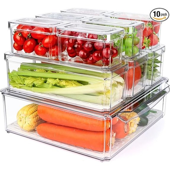 10 pack stackable fridge organizers with lids