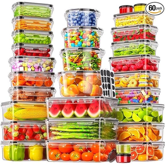 60 pack airtight food containers