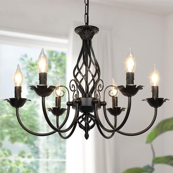 6 light farmhouse chandelier matte black