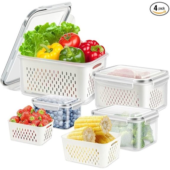 8 piece fruit storage containers colander included fridge set