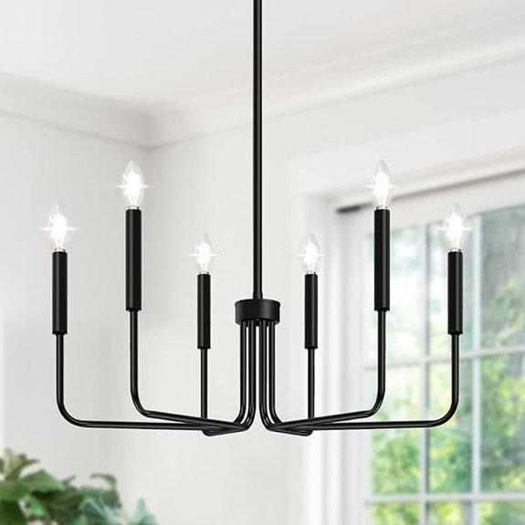 black 6 light farmhouse chandelier