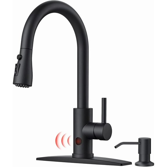 black touchless faucet with dispenser