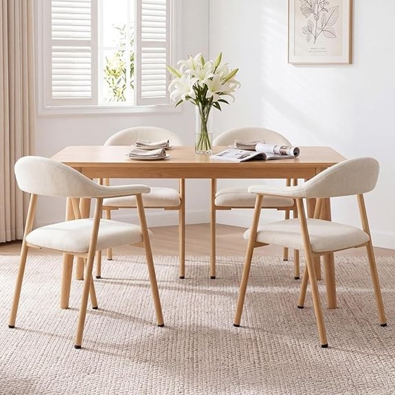 dumos beige linen dining chairs