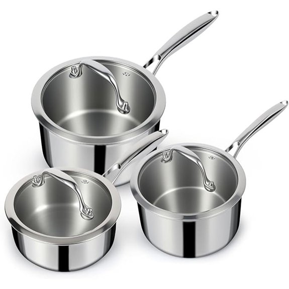 ewfen 3 ply stainless saucepan set