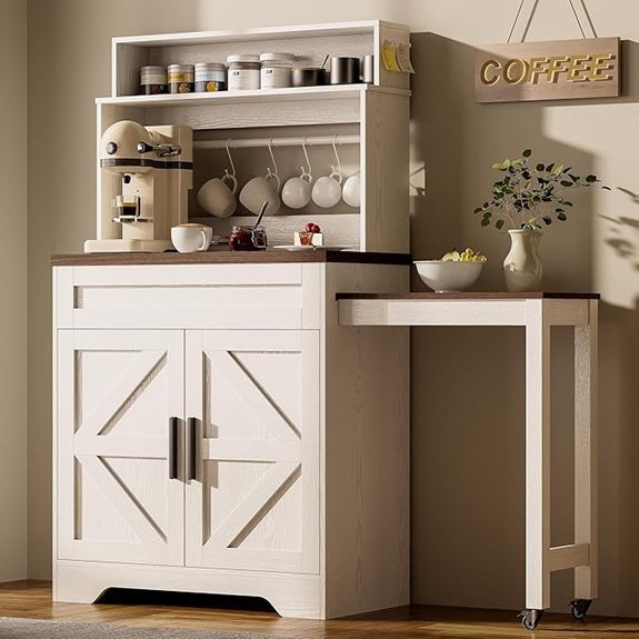 farmhouse white cabinet with table