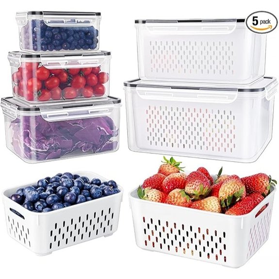 five pack leakproof fruit containers