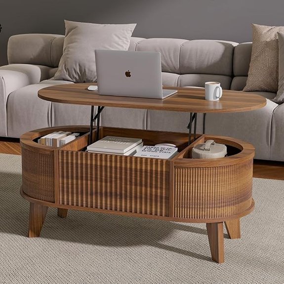 fluted lift top walnut table