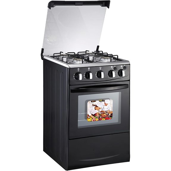 four burner gas range with door