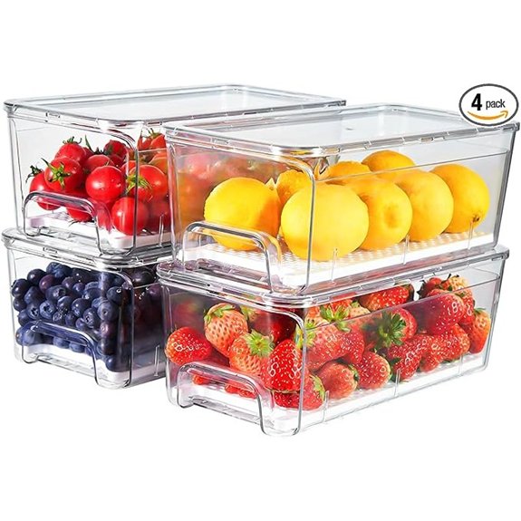 four pack clear fridge drawer organizers