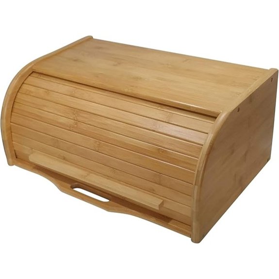 large bamboo bread box roll top natural