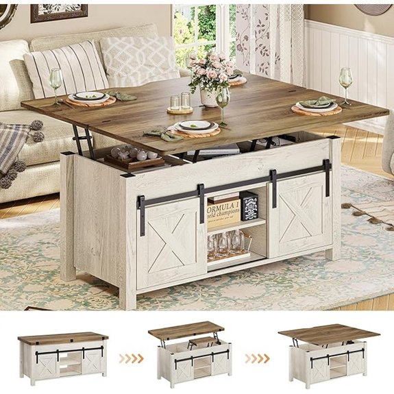 lift top brown storage table
