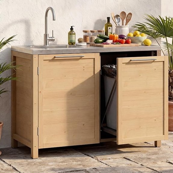 outdoor kitchen sink cabinet oak finish