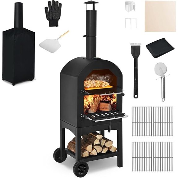 outdoor wood fired pizza oven with accessories