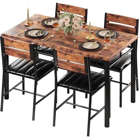 rustic brown dining table set