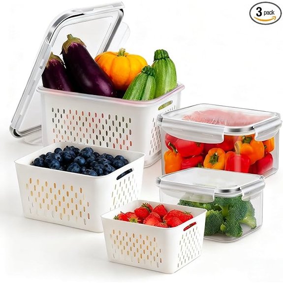 three piece fruit containers with airtight lids