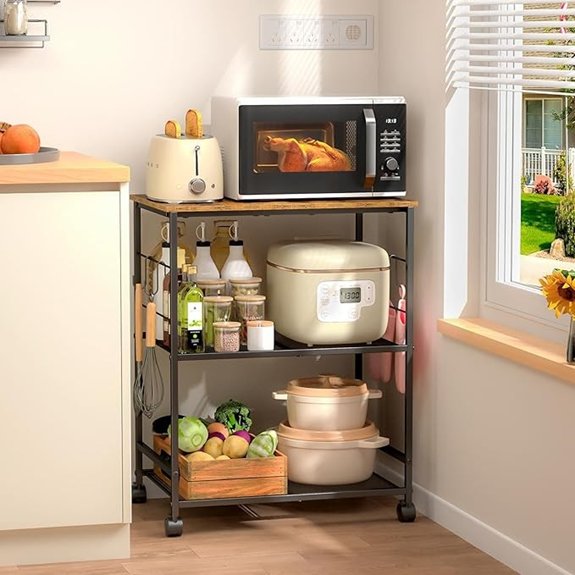 threehint rolling kitchen microwave cart