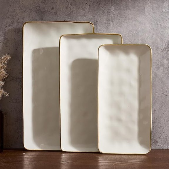 vanilla white serving platters set
