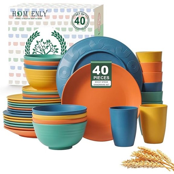 wheat straw dinnerware set for 8
