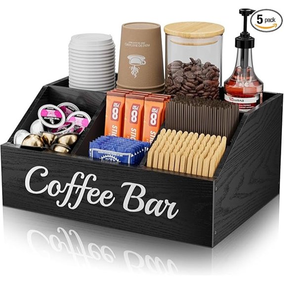 wooden coffee station organizer